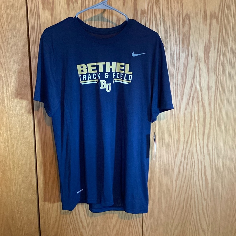 Bethel Track and Field shirt. BU. Nike dri-fit size Large. New with tag. Navy